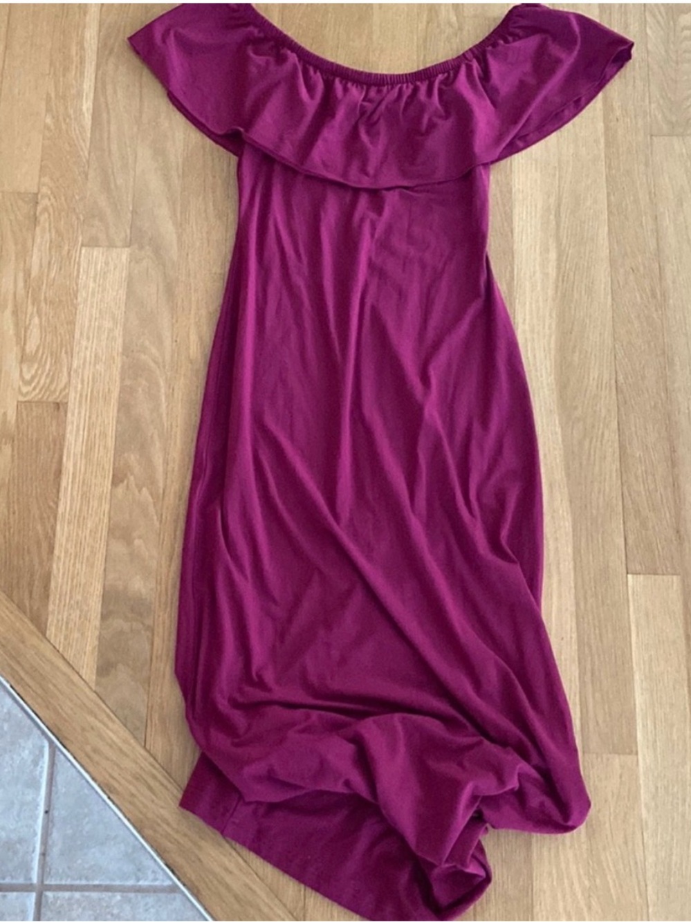 ModCloth Off-Shoulder Bordeaux Colored Maxi Dress